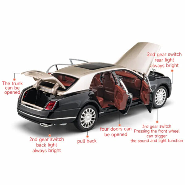 124 Bentley Mulsanne Alloy Die-Cast Model Car With Sound & Light functions