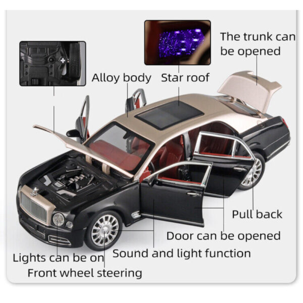 124 Bentley Mulsanne Alloy Die-Cast Model Car With Sound & Light high quality