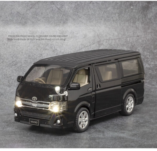 High Simulation 132 Toyota Hiace Alloy Die-Cast Model MPV Vehicle With Sound And Light black